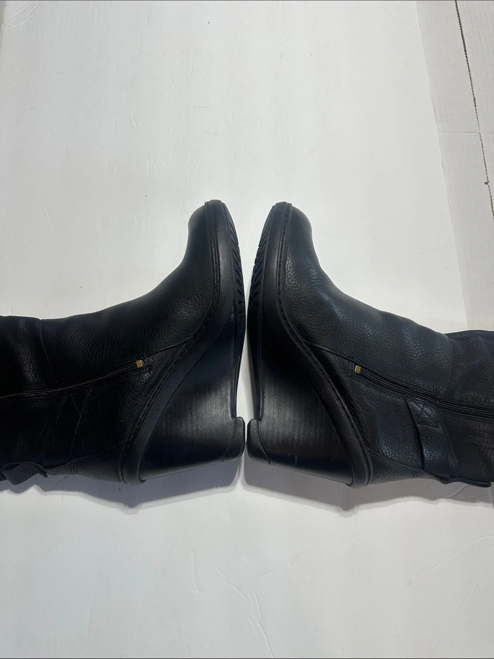 Timberland ion mask technology Black Leather Wedge Knee-High Boots side zipper